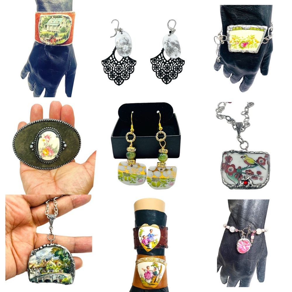 I create my pieces by incorporating mixed metals, mixed media & vintage jewelry - Picture 7 of 16